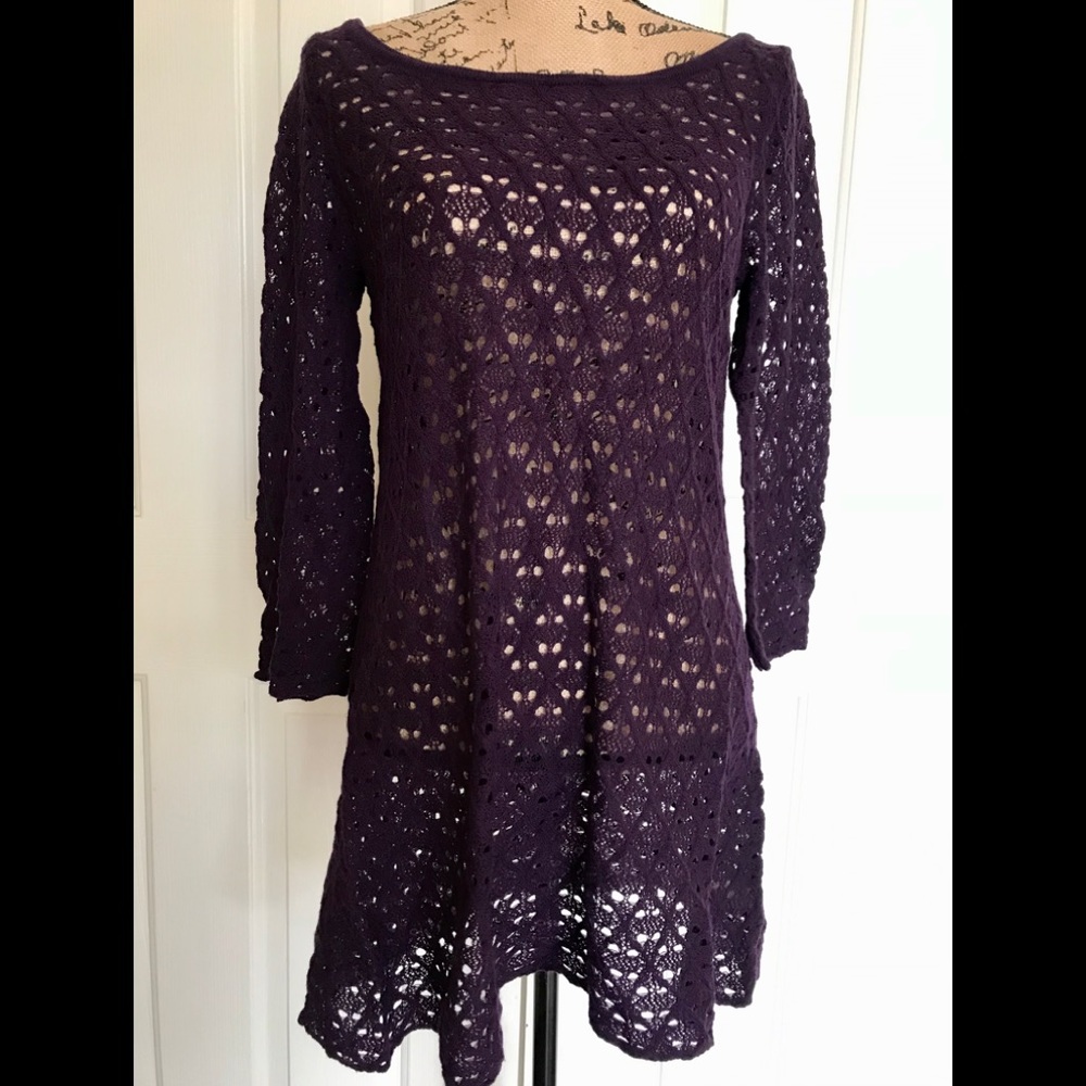 Totally Cute Knit 🧶 Dark Purple Sweater Dress (L)